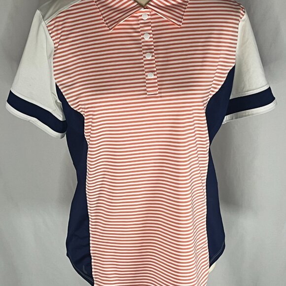 Lole - Orange and Navy Stripes Women's Golf Polo Size Medium - Picture 4 of 12